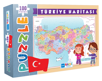 Türkiye Haritası Kutulu 100 Parça Puzzle Blue Focus Games