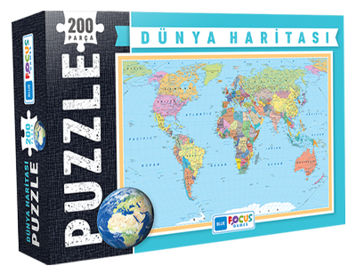 Dünya Haritası Kutulu 200 Parça Puzzle Blue Focus Games