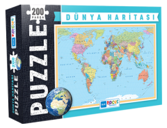 Dünya Haritası Kutulu 200 Parça Puzzle Blue Focus Games