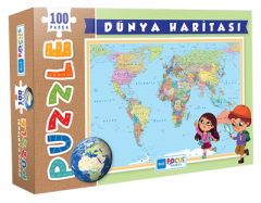 Dünya Haritası Kutulu 100 Parça Puzzle Blue Focus Games