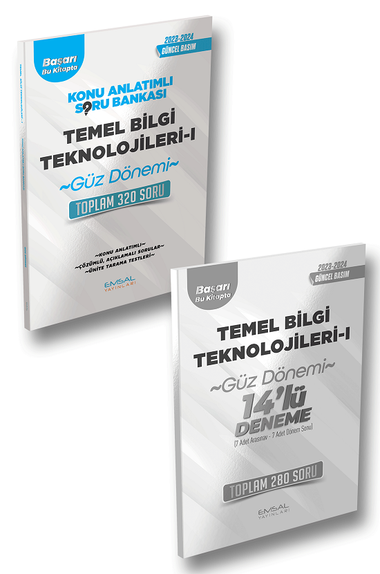 Emsal 2023-24 Açıköğretim Güz Temel Bilgi Teknolojileri-1 Konu Anlatımlı Soru Bankası + 14 Deneme 2 li Set Emsal Yayınları