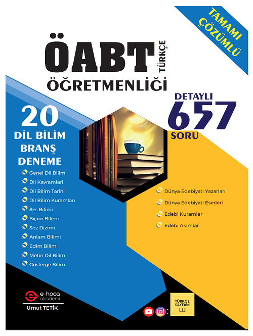 Umut Tetik ÖABT Türkçe Dil Bilim ve Batı Edebiyatı Soru Bankası ve 20 Branş Denemesi PDF Çözümlü Umut Tetik