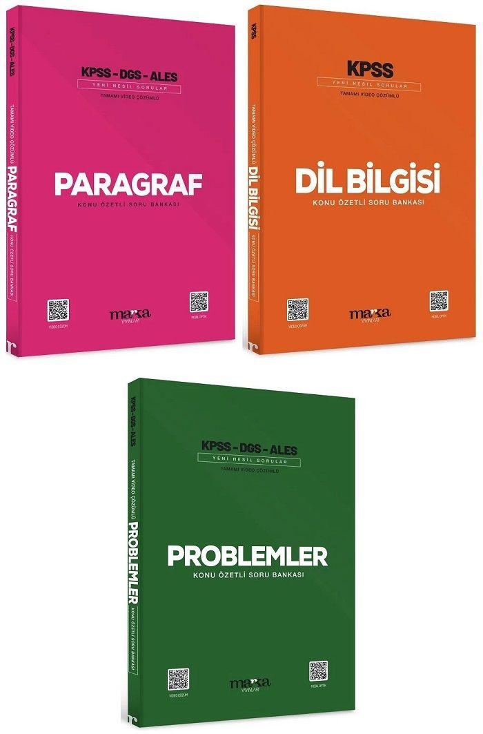 Marka KPSS Paragraf + Dil Bilgisi + Problemler Soru 3 lü Set Marka Yayınları