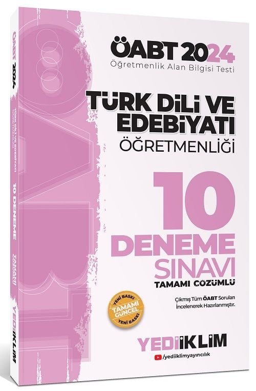 Yediiklim 2024 ÖABT Türk Dili ve Edebiyatı 10 Deneme Çözümlü Yediiklim Yayınları