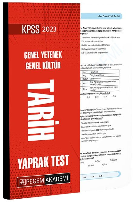 SÜPER FİYAT Pegem 2023 KPSS Tarih Yaprak Test Pegem Akademi Yayınları