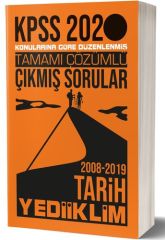 Yediiklim 2020 KPSS Tarih Çıkmış Sorular Çözümlü 2008-2019 Yediiklim Yayınları