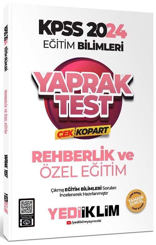 Yediiklim 2024 KPSS Eğitim Bilimleri Rehberlik Yaprak Test Çek Kopart Yediiklim Yayınları