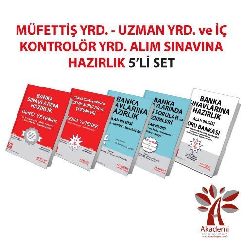 Akademi Banka Sınavları Müfettiş-Uzman ve İç Kontrolör Yardımcılığı Hazırlık 5 li Set Akademi Consulting Yayınları