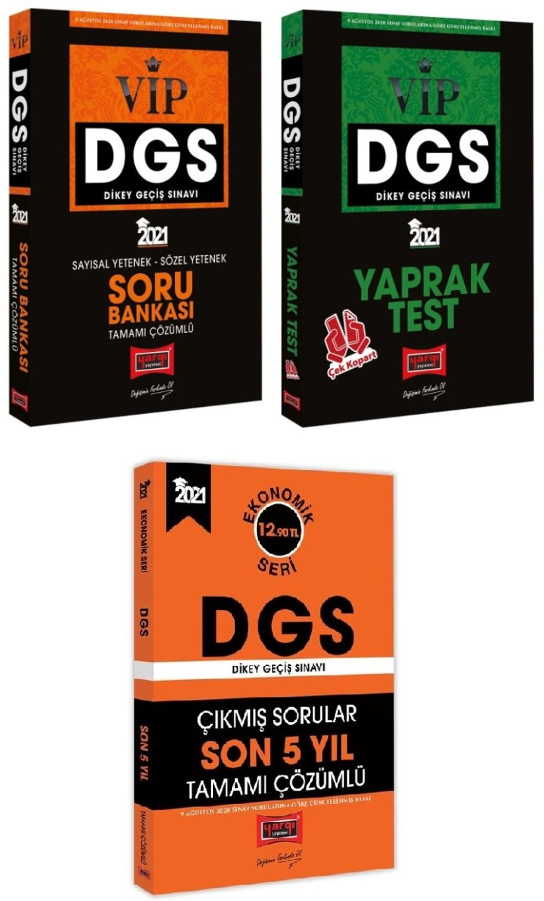 SÜPER FİYAT Yargı 2021 DGS VIP Soru + Yaprak Test + Son 5 Çıkmış Soru 3 lü Set Yargı Yayınları