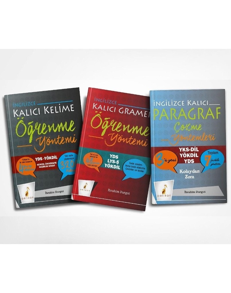 Pelikan İngilizce Kalıcı Kelime, Gramer, Paragraf Çözme Yöntemleri 3 lü Set Pelikan Yayınları
