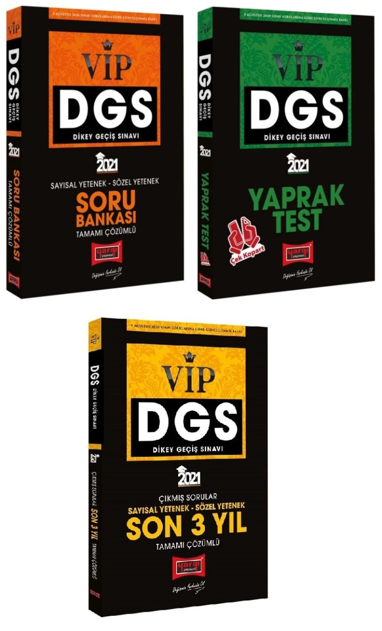 SÜPER FİYAT Yargı 2021 DGS VIP Soru + Yaprak Test + Son 3 Çıkmış Soru 3 lü Set Yargı Yayınları