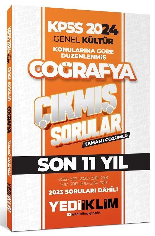 Yediiklim 2024 KPSS Coğrafya Çıkmış Sorular Son 11 Yıl Konularına Göre Çözümlü Yediiklim Yayınları