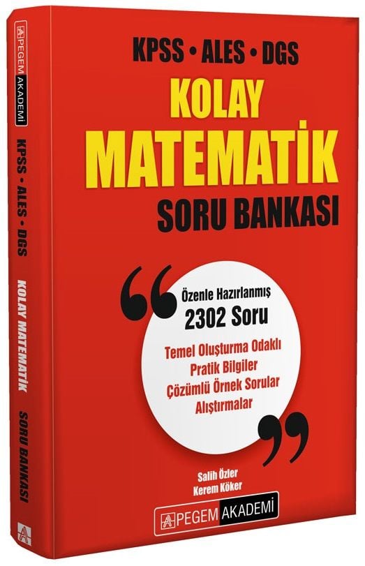 Pegem KPSS ALES DGS Kolay Matematik Soru Bankası Çözümlü Pegem Akademi Yayınları