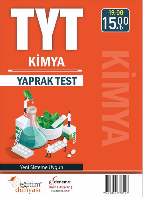 SÜPER FİYAT Eğitim Dünyası YKS TYT Kimya Yaprak Test Eğitim Dünyası Yayınları