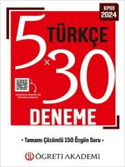 Öğreti 2024 KPSS Türkçe 5x30 Deneme Çözümlü Öğreti Akademi