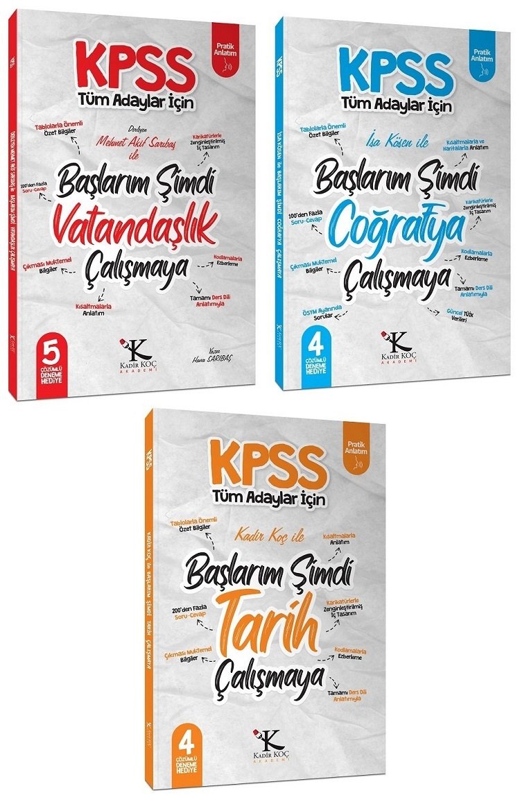 Kadir Koç Akademi KPSS Tarih+Coğrafya+Vatandaşlık Ders Notları 3 lü Set - Kadir Koç Akademi