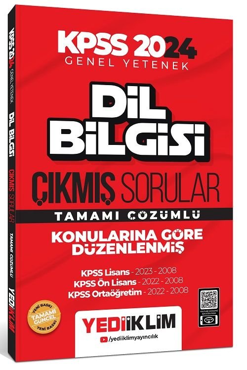 Yediiklim 2024 KPSS Dil Bilgisi Çıkmış Sorular Konularına Göre Yediiklim Yayınları