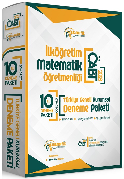 Anamorfik 2023 ÖABT İlköğretim Matamatik Öğretmenliği Türkiye Geneli 10 Deneme Dijital Çözümlü Anamorfik Yayınları