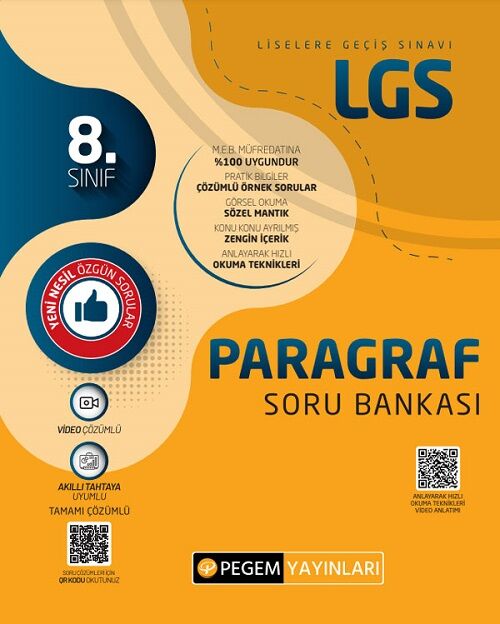 Pegem 8. Sınıf LGS Paragraf Soru Bankası Pegem Akademi Yayınları