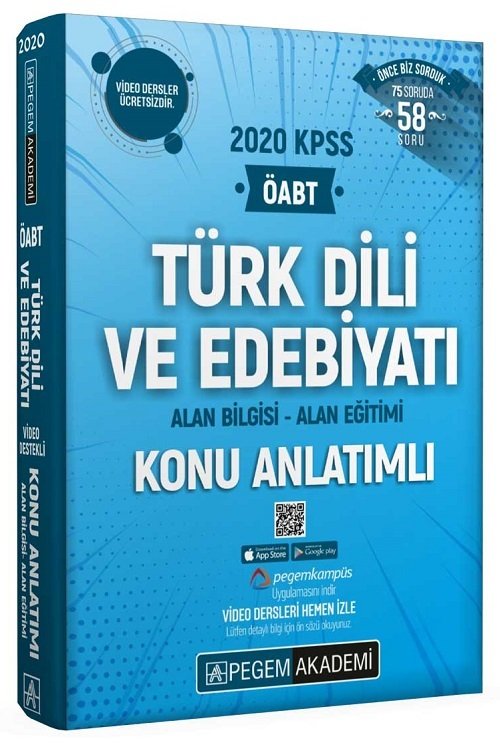SÜPER FİYAT Pegem 2020 ÖABT Türk Dili ve Edebiyatı Konu Anlatımlı Video Destekli Pegem Akademi Yayınları