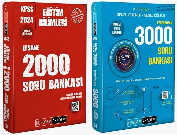 Pegem 2024 KPSS Eğitim Bilimleri EFSANE 2000 + GYGK Ezberbozan 3000 Soru 2 li Set Pegem Akademi Yayınları