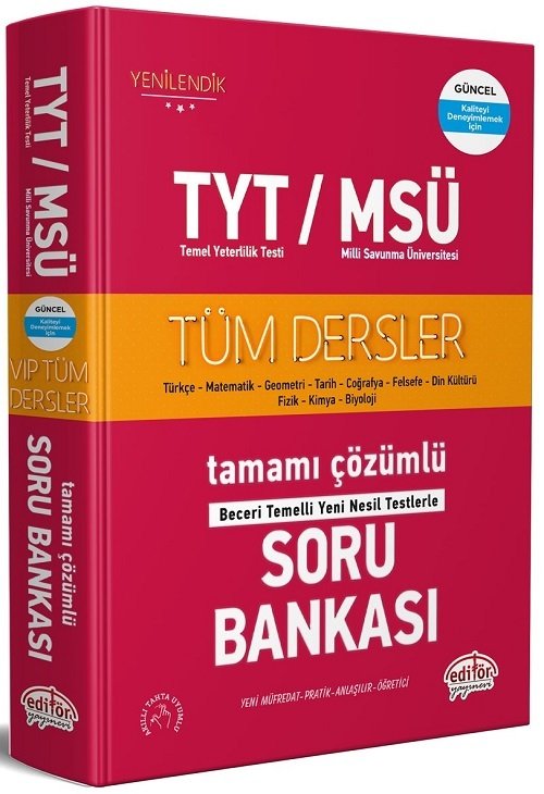Editör YKS TYT MSÜ Tüm Dersler Soru Bankası Çözümlü Editör Yayınları