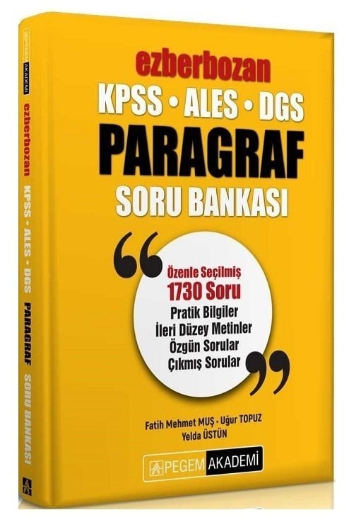 Pegem 2024 KPSS ALES DGS Paragraf Ezberbozan Soru Bankası Pegem Akademi Yayınları