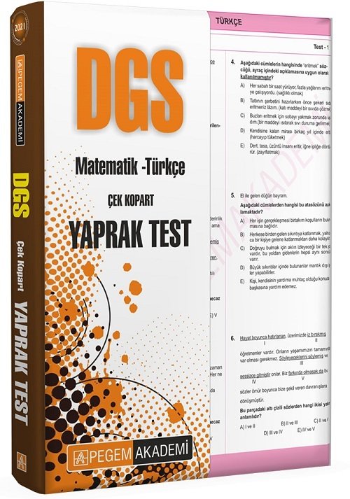 SÜPER FİYAT Pegem 2021 DGS Yaprak Test Çek Kopart Pegem Akademi Yayınları