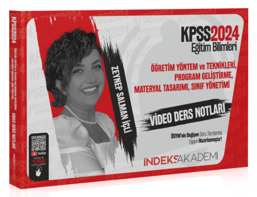 İndeks Akademi 2024 KPSS Eğitim Bilimleri Öğretim Yöntem ve Teknikleri, Program Geliştirme Video Ders Notları - Zeynep Salman İçli İndeks Akademi Yayıncılık