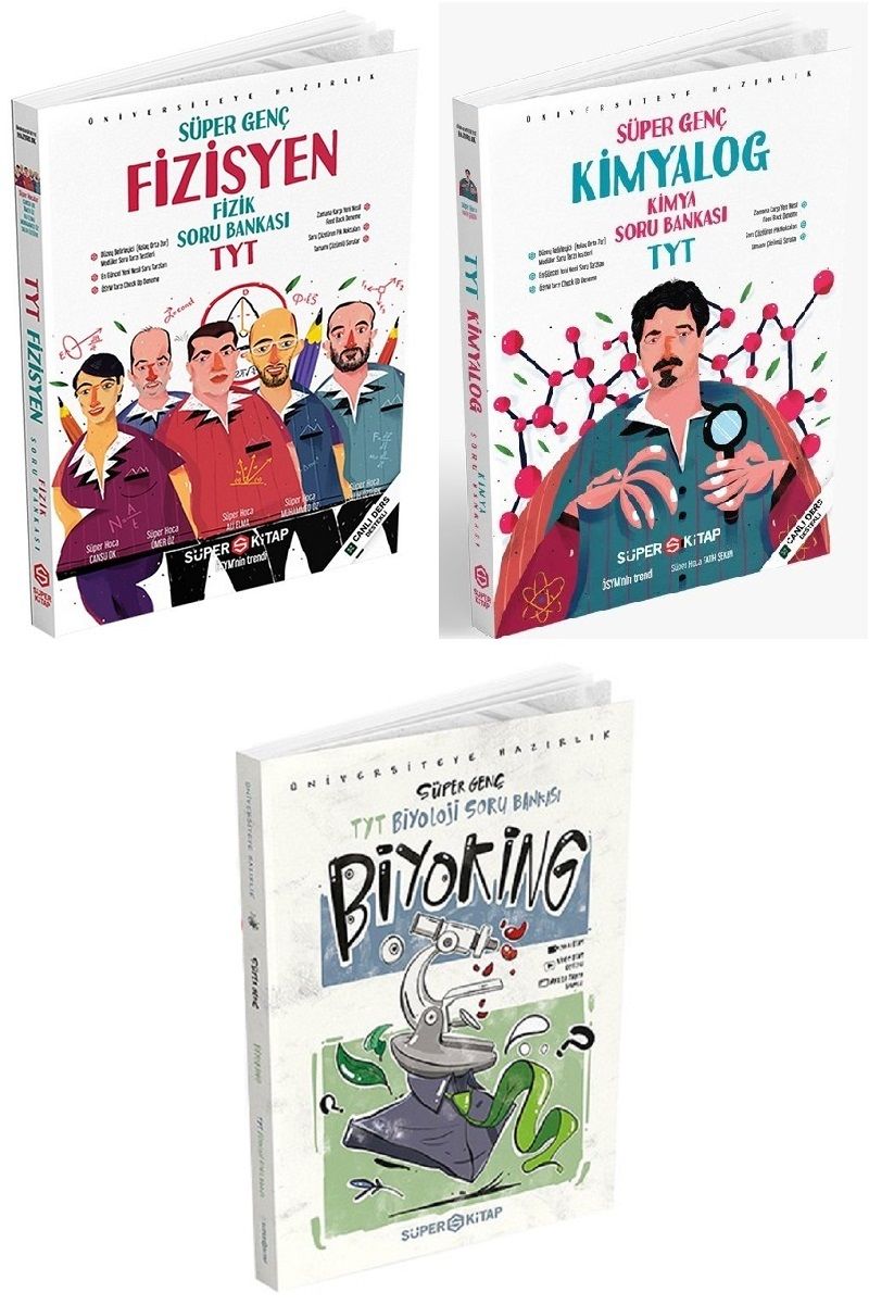 SÜPER FİYAT Süper Kitap YKS TYT Fizik+Kimya+Biyoloji Süper Genç Soru Bankası 3 lü Set Süper Kitap Yayınları