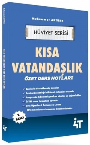 4T Yayınları Kısa Vatandaşlık Özet Ders Notları Hüviyet Serisi 2. Baskı - Muhammet Aktürk 4T Yayınları