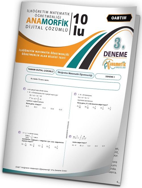 Anamorfik 2023 ÖABT İlköğretim Matematik Öğretmenliği Türkiye Geneli Deneme 3. Kitapçık Dijital Çözümlü Anamorfik Yayınları