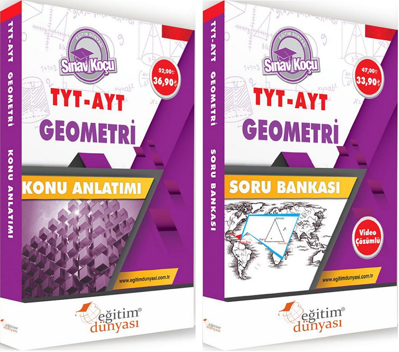 SÜPER FİYAT Eğitim Dünyası YKS TYT AYT Geometri Sınav Koçu Konu Anlatımı + Soru Bankası 2 li Set Eğitim Dünyası Yayınları