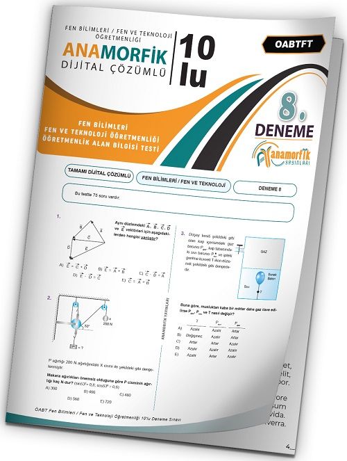 Anamorfik 2023 ÖABT Fen Bilimleri Öğretmenliği Türkiye Geneli Deneme 8. Kitapçık Dijital Çözümlü Anamorfik Yayınları