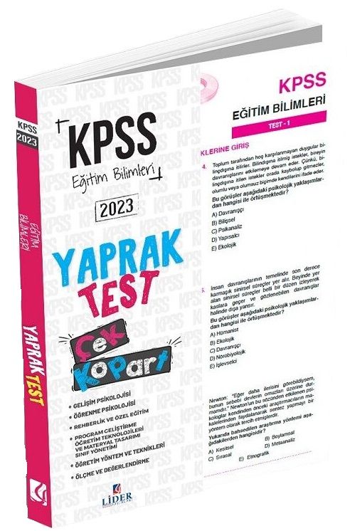 SÜPER FİYAT Lider 2023 KPSS Eğitim Bilimleri Yaprak Test Çek Kopart Lider Yayınları