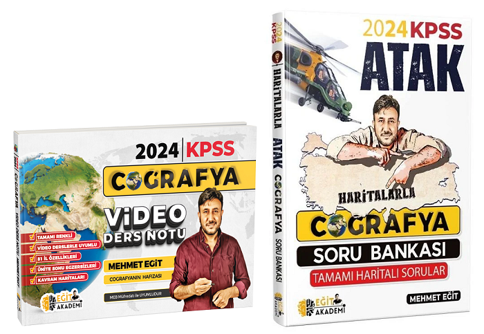 Eğit Akademi 2024 KPSS Coğrafya Video Ders Notu + Soru Bankası 2 li Set - Mehmet Eğit Eğit Akademi