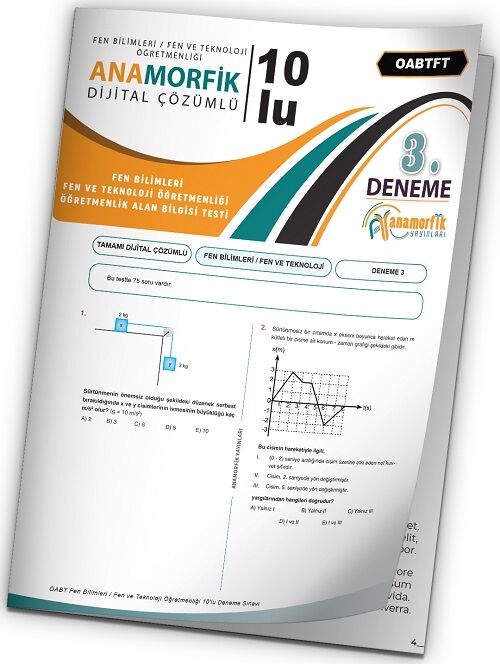 Anamorfik 2023 ÖABT Fen Bilimleri Öğretmenliği Türkiye Geneli Deneme 3. Kitapçık Dijital Çözümlü Anamorfik Yayınları