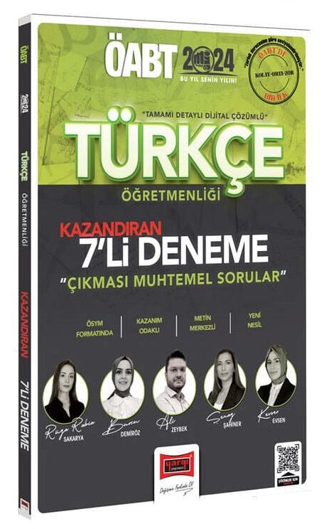 Yargı 2024 ÖABT Türkçe Öğretmenliği Kazandıran Çıkması Muhtemel Sorular 7 Deneme Çözümlü Yargı Yayınları