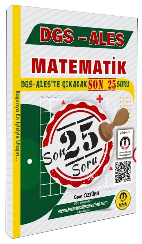 Tasarı DGS ALES Matematik Çıkacak Son 25 Soru Çözümlü Tasarı Yayınları