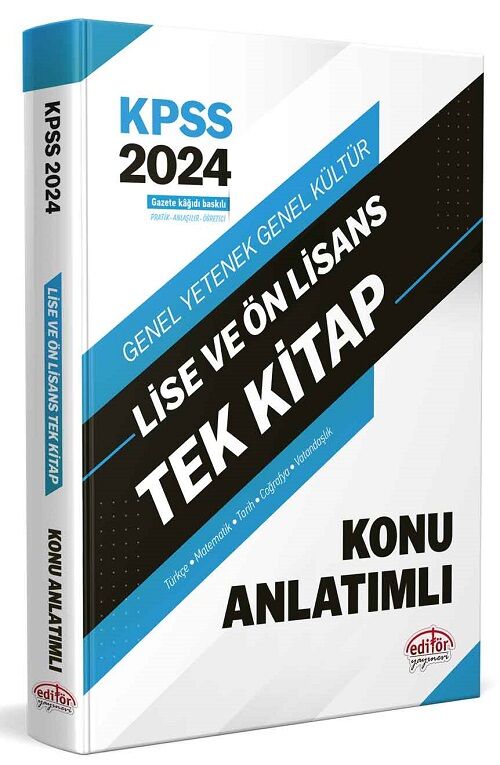 Editör 2024 KPSS Lise Ön Lisans Konu Anlatımı Tek Kitap Editör Yayınları