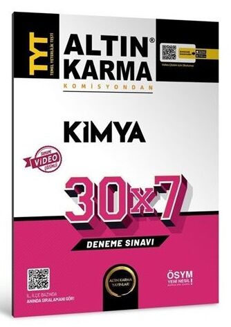 Altın Karma YKS TYT Kimya 30x7 Deneme Video Çözümlü Altın Karma Yayınları