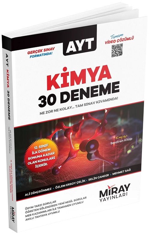 Miray 2023 YKS AYT Kimya 30 Deneme Video Çözümlü Miray Yayınları