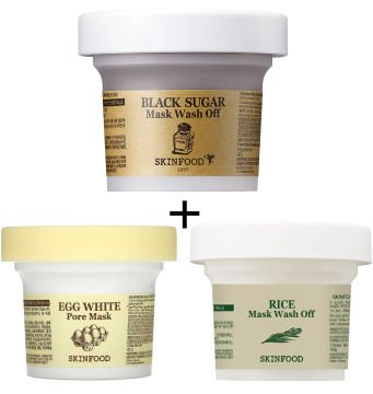 Skinfood Egg White Pore + Rice + Black Sugar Mask 3'LÜ SET