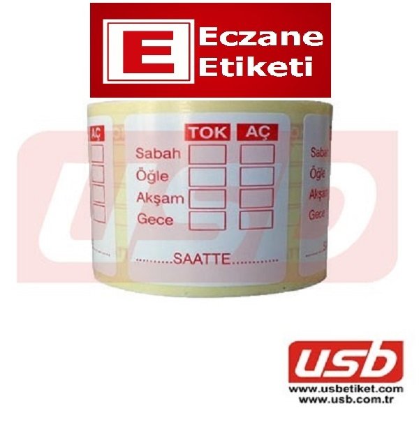 10.000Ad. İlaç Tarif Kullanım Etiketi Eczane Etiketi ilaç Tarif Etiketi