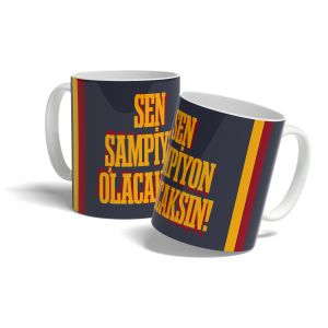 Sen Şampiyon Olacaksın - Sarı Kırmızı Yazılı Tasarım Baskılı Kupa Bardak