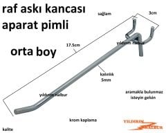 RAF ASKISI GEÇMELİ RAF KANCASI ORTA BOY RAF DEMİRİ DELİKLİ RAF