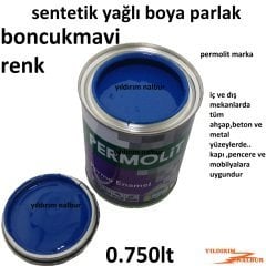 BONCUKMAVİ SENTETİK YAĞLI BOYA 0.750LT MAVİ RENK AHŞAP METAL BOYA