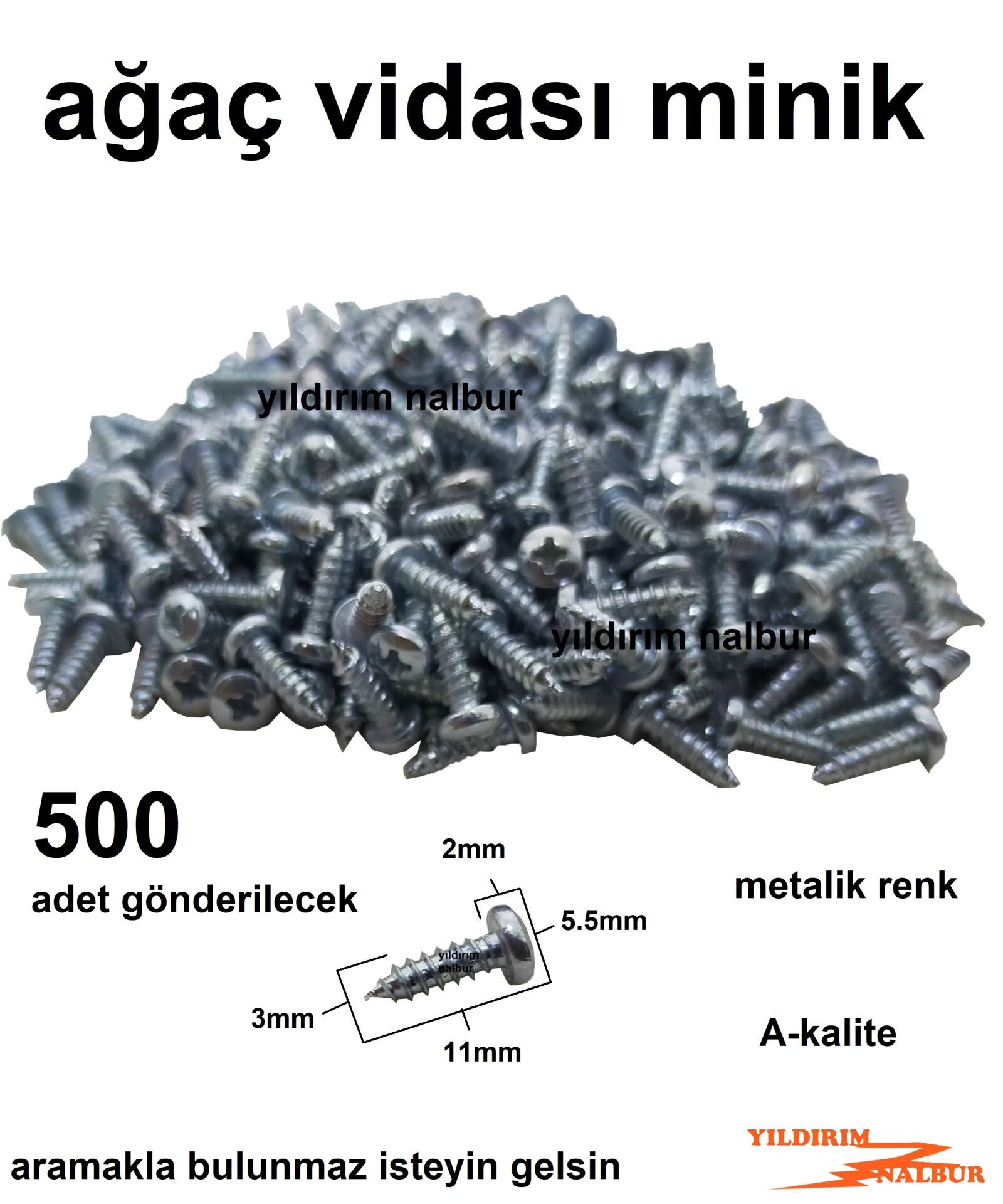 MERCİMEK BAŞLI AĞAÇ VİDASI 500 ADET MİNİ METALİK RENK HOBİ VİDA KÜÇÜK BOY AHŞAP VİDASI TOP BAŞLI