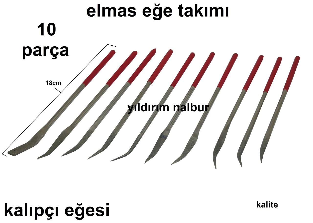 KALIPÇI ELMAS EĞE TAKIMI TORNACI EĞESİ CAM ELMAS 10 PARÇA