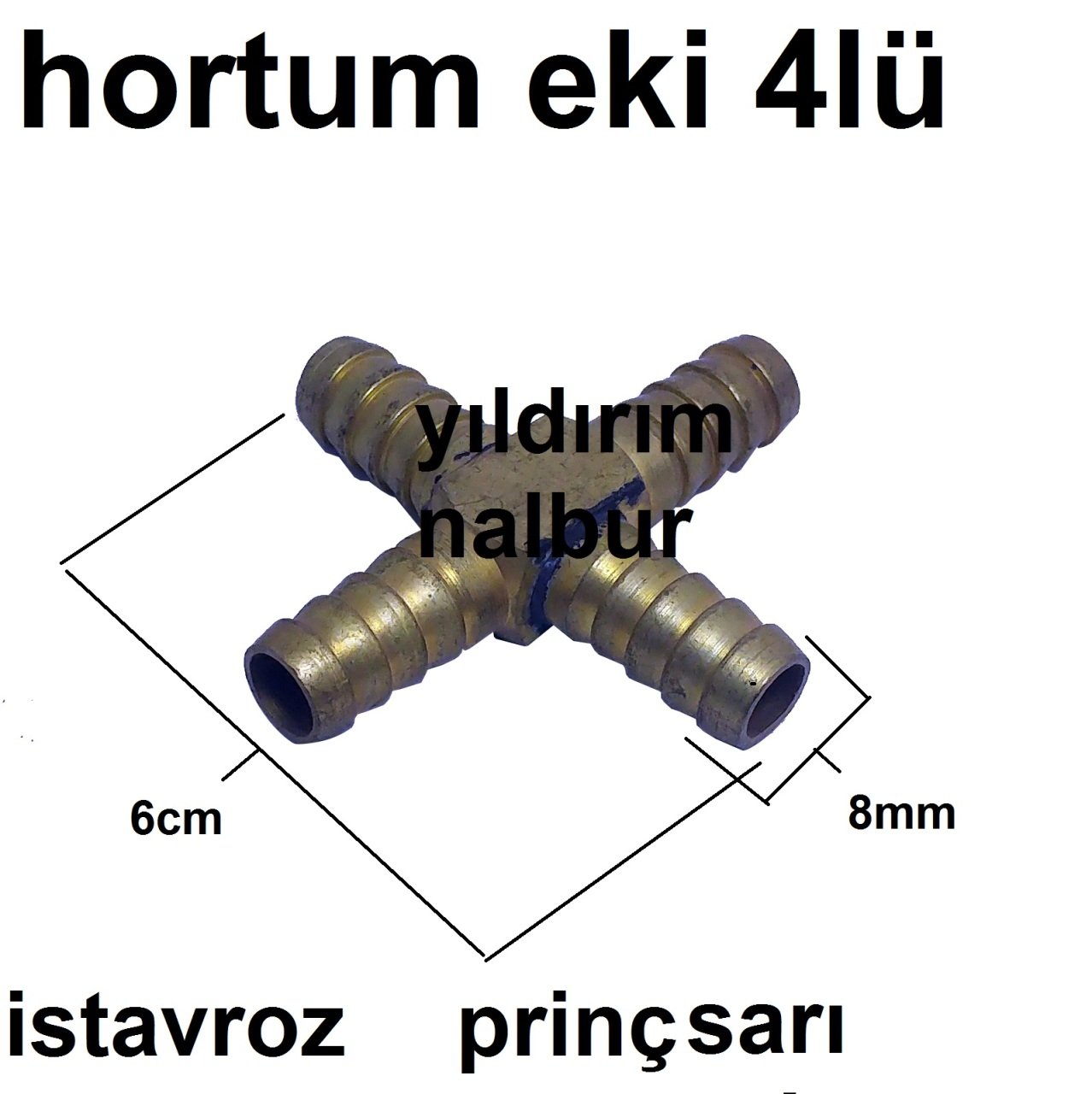 HORTUM EKİ İSTAVROZ 4LÜ SARI PRİNÇ 8MM